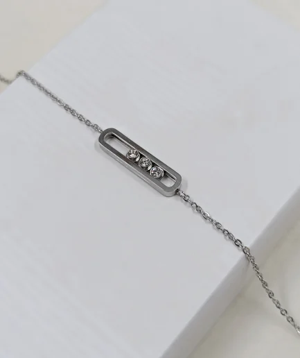 Sliding Cubic Zirconia Bar Bracelet