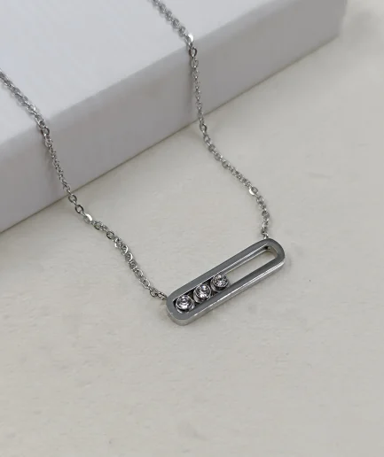Sliding Cubic Zirconia Bar Pendant
