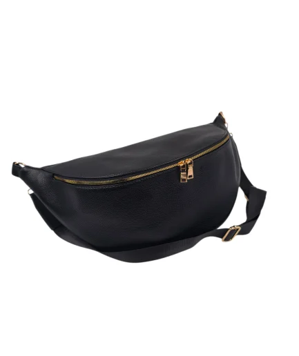 Oversized Bum Bag i Vegansk Skinn – Stor modell med Gull-detaljer