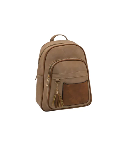 Artemis Mellomstor Ryggsekk – Tofarget Design i Semsket Kunstskinn,Beige|Brun